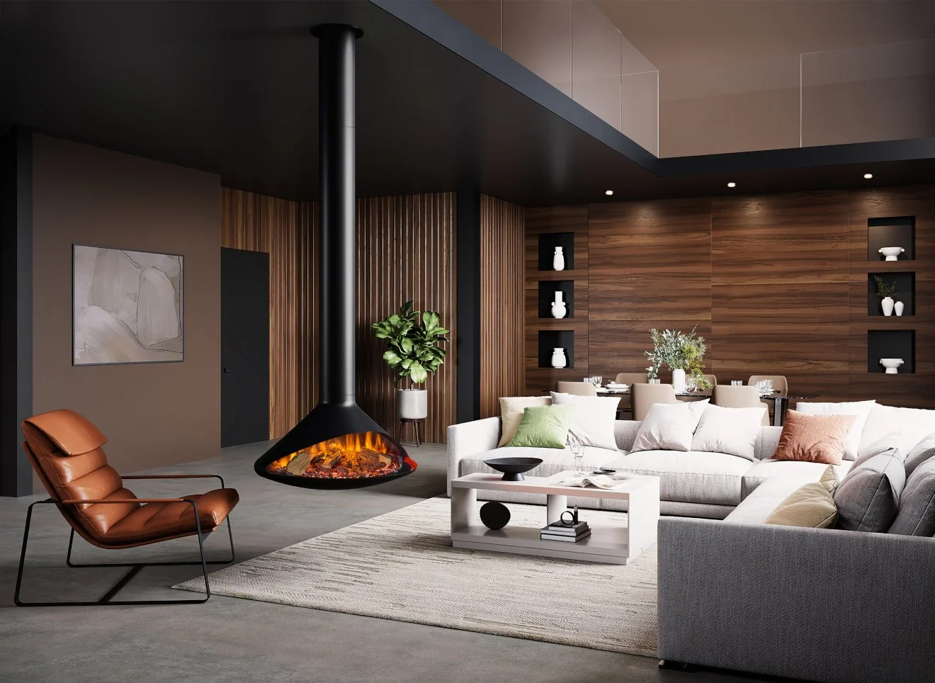 Modern electric fireplace in a luxury living room for stylish Leicester home interiors